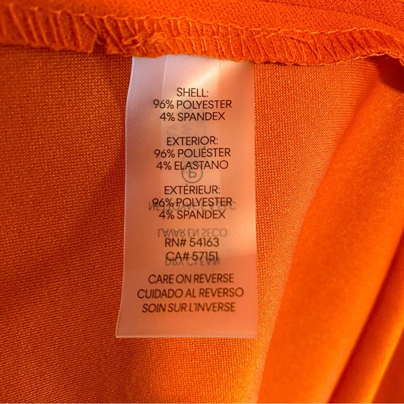 Calvin Klein Orange Button-Down Midi Dress Tulip Sleeves Size 14 - Picture 7 of 7